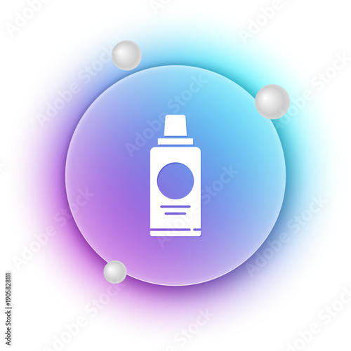 White Bottle of shampoo icon isolated on white background. Blue and purple gradient circle background. Vector