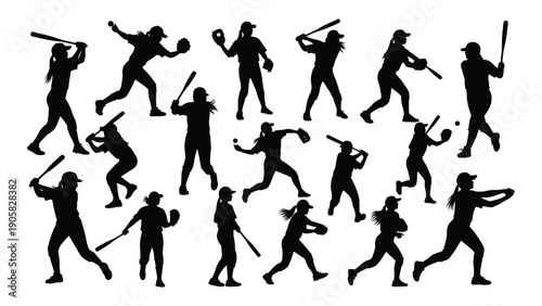 Diverse group of people engaged in various sports activities depicted in silhouette Vector