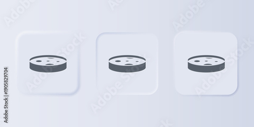 Grey Petri dish with bacteria icon isolated on grey background. Set icons in square buttons. Vector