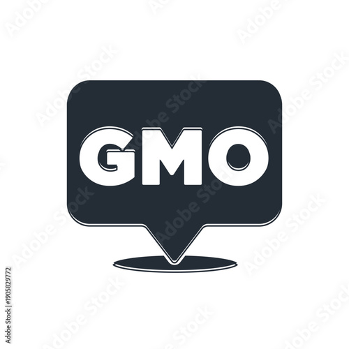 Black GMO icon isolated on white background. Genetically modified organism acronym. Dna food modification. Vector