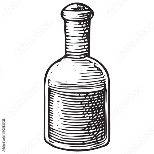 Vintage Medieval Glass Bottle Engraving Retro Knight Supply Flask Illustration Antique Woodcut Art