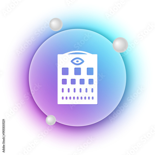 White Eye test chart icon isolated on white background. Poster for vision testing in ophthalmic study. Snellen chart. Blue and purple gradient circle background. Vector