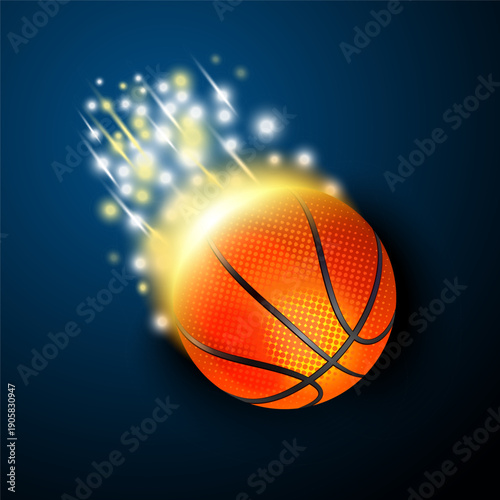 Falling basketball with motion in the dark