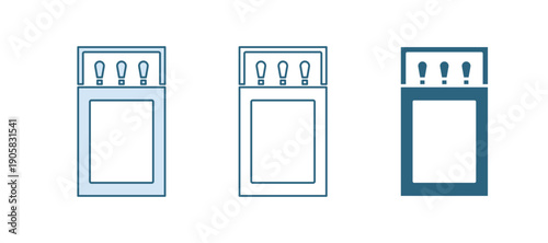 Blue Open matchbox and matches icon isolated on white background. Vector