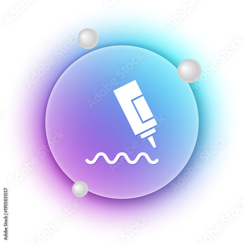 White Sauce bottle icon isolated on white background. Ketchup, mustard and mayonnaise bottles with sauce for fast food. Blue and purple gradient circle background. Vector