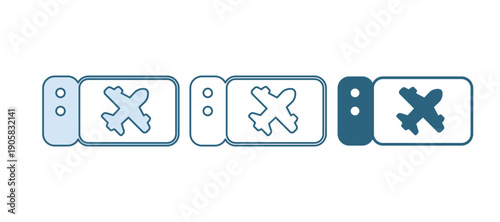 Blue Airline ticket icon isolated on white background. Plane ticket. Vector