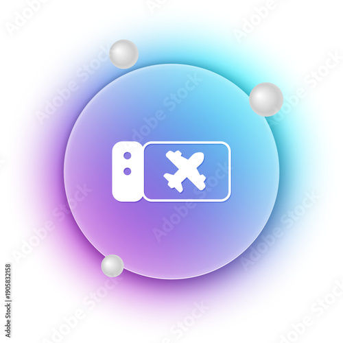 White Airline ticket icon isolated on white background. Plane ticket. Blue and purple gradient circle background. Vector