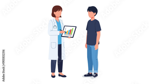 Medical Consultation: A doctor reviews a patient's medical results, providing expert advice in a calm and reassuring atmosphere. 