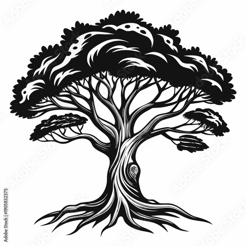 A white minimalist image featuring a solitary stylized black bird in flight