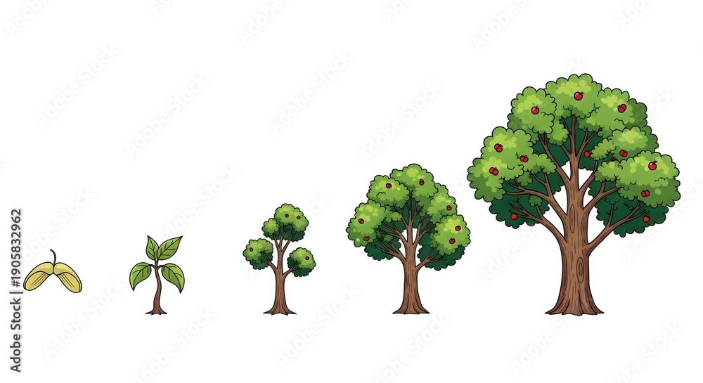 Obraz premium Tree growth stages illustration