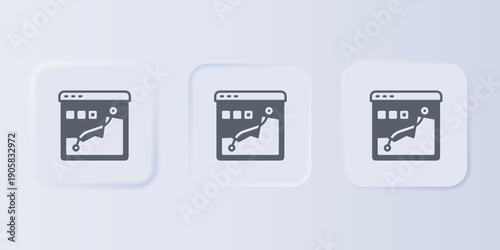 Grey Histogram graph photography icon isolated on grey background. Set icons in square buttons. Vector