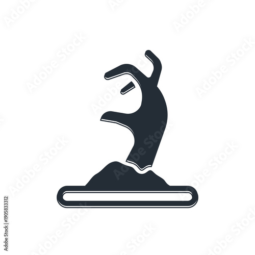 Black Zombie hand icon isolated on white background. Arm monster dead. Happy Halloween party. Vector