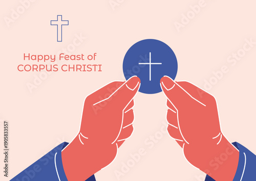 Happy Feast of Corpus Christi Illustration with Eucharistic Host