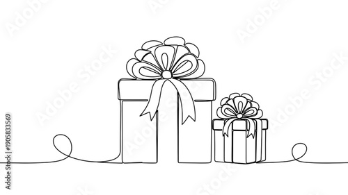 Two gift boxes with bows on a plain background for celebration or holiday