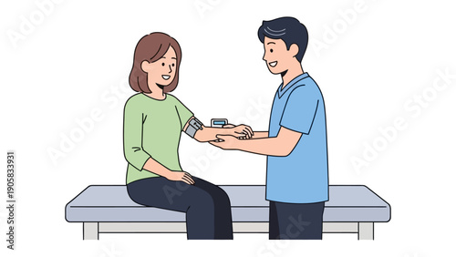 Medical Check-up: A healthcare professional takes a patient's blood pressure, offering a visual representation of medical care and well-being.