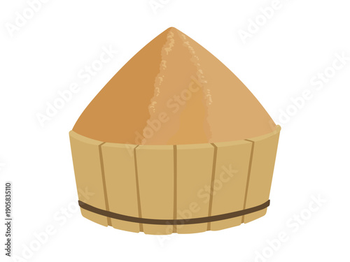 Awase Miso Paste Illustration in Wooden Barrel