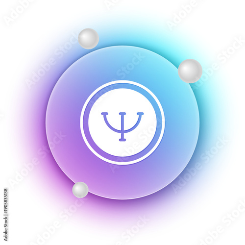 White Psychology icon isolated on white background. Psi symbol. Mental health concept, psychoanalysis analysis and psychotherapy. Blue and purple gradient circle background. Vector