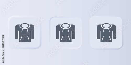 Grey Hoodie icon isolated on grey background. Hooded sweatshirt. Set icons in square buttons. Vector