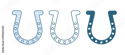 Blue Horseshoe icon isolated on white background. Vector