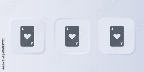 Grey Playing card with heart symbol icon isolated on grey background. Casino gambling. Set icons in square buttons. Vector