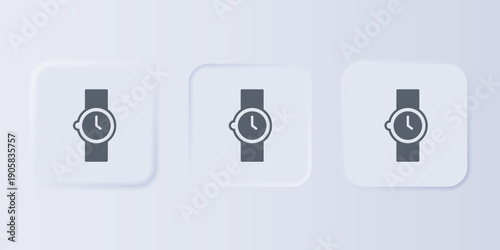 Grey Wrist watch icon isolated on grey background. Wristwatch icon. Set icons in square buttons. Vector