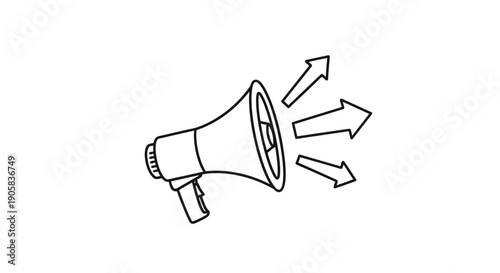 Megaphone amplifies a message loudly, symbolizing effective communication, marketing, and public.
