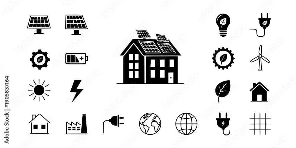 Fototapeta premium Solar Panel Renewable Energy System Icon