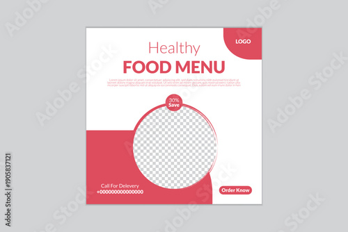 Healthy Food Menu Social Media Template Design