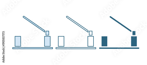 Blue Parking car barrier icon isolated on white background. Street road stop border. Vector