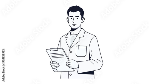 Medical Professional with Clipboard: A focused medical professional, smartly dressed in a lab coat, confidently holds a clipboard, ready to make a significant impact with meticulous documentation.
