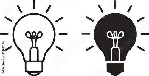 Creative Light Bulb Illustrations in Black and White for Innovative Design Projects