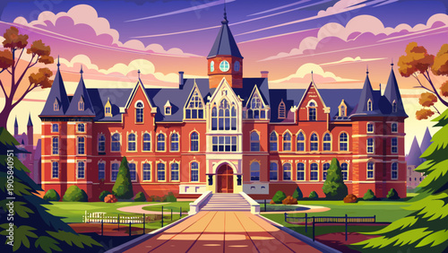 Very beautiful exterior view of College Hall at the University of Pennsylvania, showcasing refined stone architecture and historic academic character within one of America’s most prestigious universit