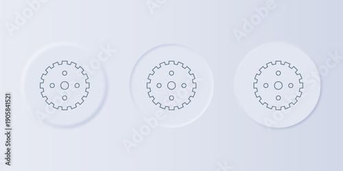 Grey Bicycle sprocket crank icon isolated on grey background. Set icons in square buttons. Vector