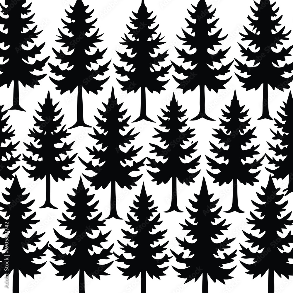 Obraz premium Set of Tree Vector Illustrations: Flat Design, Geometric, Spiritual, and Abstract Nature Concepts for Graphic Design.
