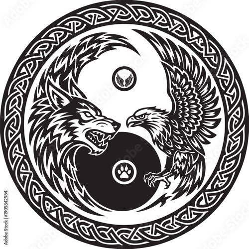 Hawk and Wolf Yin/Yang