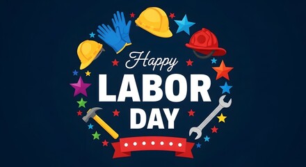Labor day celebration with construction and worker's tools
