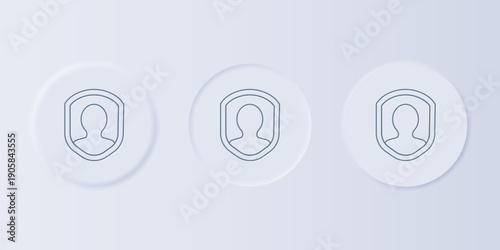 Grey User protection icon isolated on grey background. Secure user login, password protected, personal data protection, authentication. Set icons in square buttons. Vector