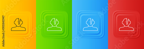 White Solution to the problem in psychology icon isolated on colorful background. Therapy for mental health. Set icons in square buttons. Vector