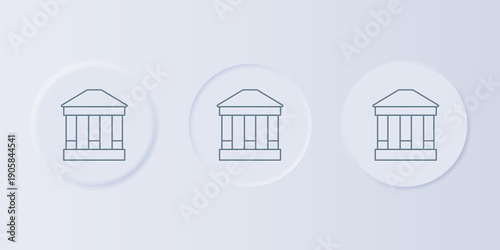 Grey Museum building icon isolated on grey background. Set icons in square buttons. Vector