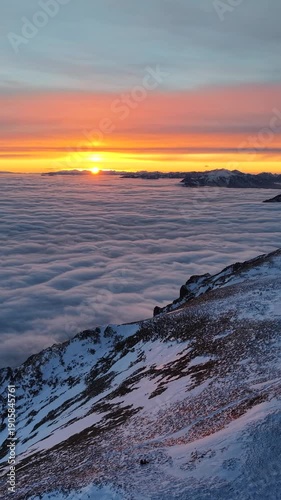 Sonnenuntergang Heukuppe - Rax - Hochsteiermark - Österreich - Winter - Hochnebel - Nebelmeer - Alpen