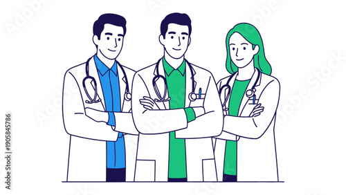 Confident Medical Professionals: A united front of skilled medical doctors, exuding confidence in their teamwork and commitment to healthcare, ready to serve and heal.