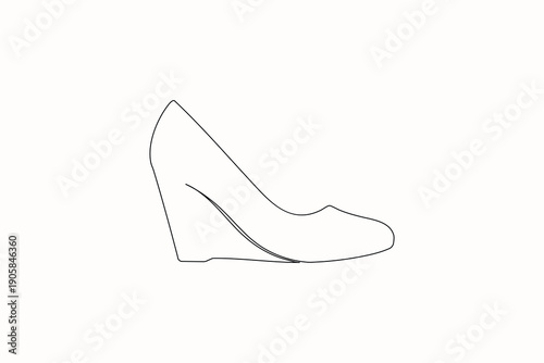 Fashion ladies shoes one line drawing minimalist outline style
