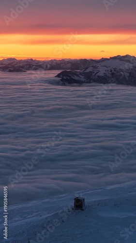 Sonnenuntergang Heukuppe - Rax - Hochsteiermark - Österreich - Winter - Hochnebel - Nebelmeer - Alpen