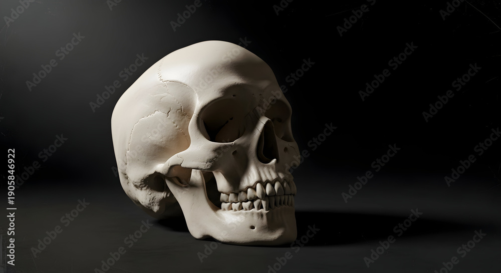 Fototapeta premium A human skull on a dark background