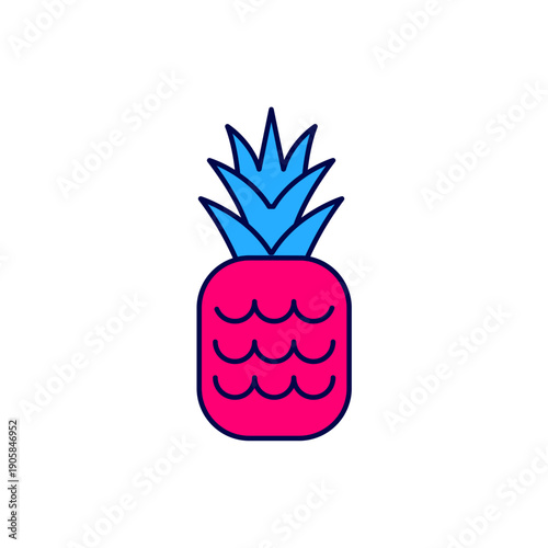 Filled outline Pineapple tropical fruit icon isolated on white background. Vector