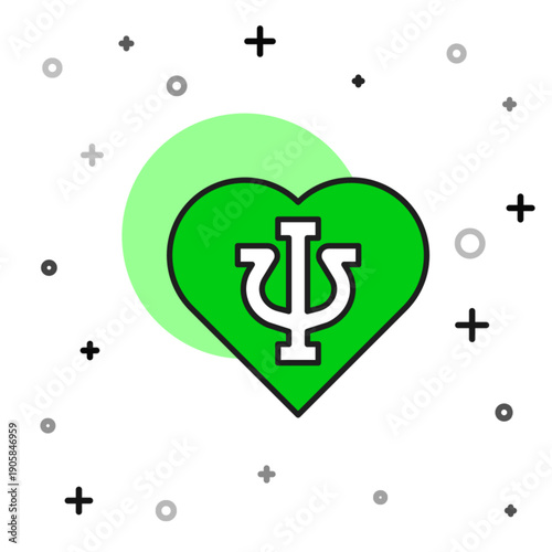 Filled outline Psychology icon isolated on white background. Psi symbol. Mental health concept, psychoanalysis analysis and psychotherapy. Vector