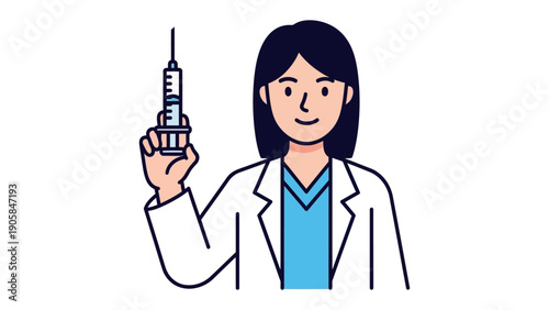 The Doctor with Syringe: A healthcare professional, in a crisp white coat, confidently holds a syringe, ready to administer medication.