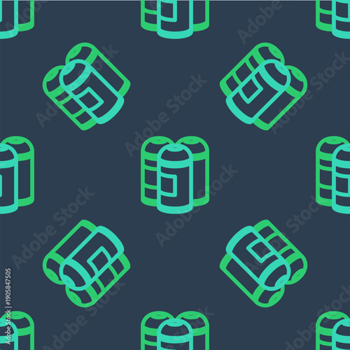 Line Paint spray can icon isolated seamless pattern on blue background. Vector