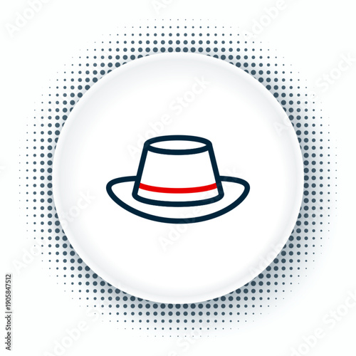 Line Oktoberfest hat icon isolated on white background. Hunter hat with feather. German hat. Colorful outline concept. Vector