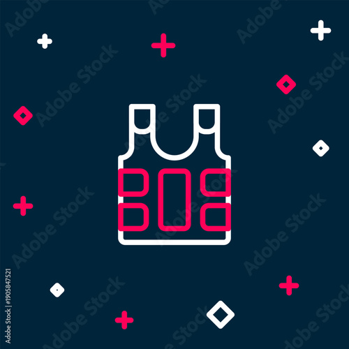 Line Bulletproof vest for protection from bullets icon isolated on blue background. Body armor sign. Military clothing. Colorful outline concept. Vector